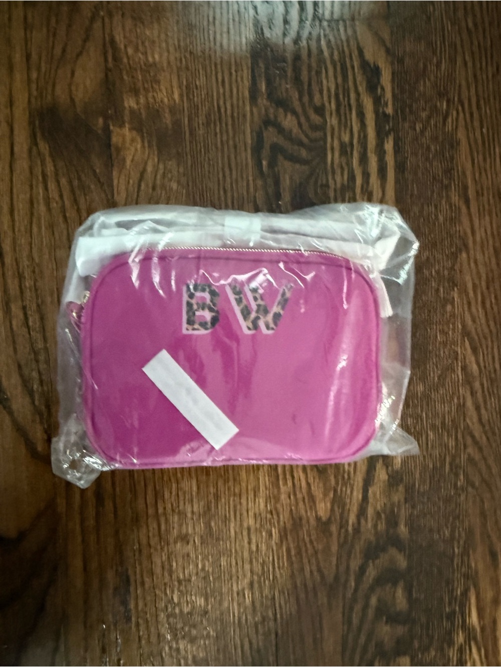 Mark & Graham Pink Crossbody Pouch with Leopard Monogram